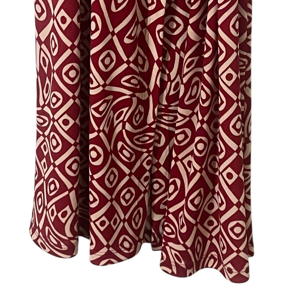 Johnny Was red and tan geometric print long sleeve wrap dress vintage 70s boho - Picture 8 of 15